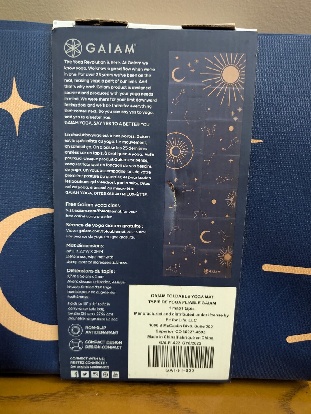 Sun Moon Constellations GAIAM Yoga Mat Foldable and Compact NWT - Picture 3 of 4
